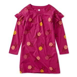 Never Worn Tea Collection Pink Flower Dress with Ruffled Sleeves Size 8💛🩷